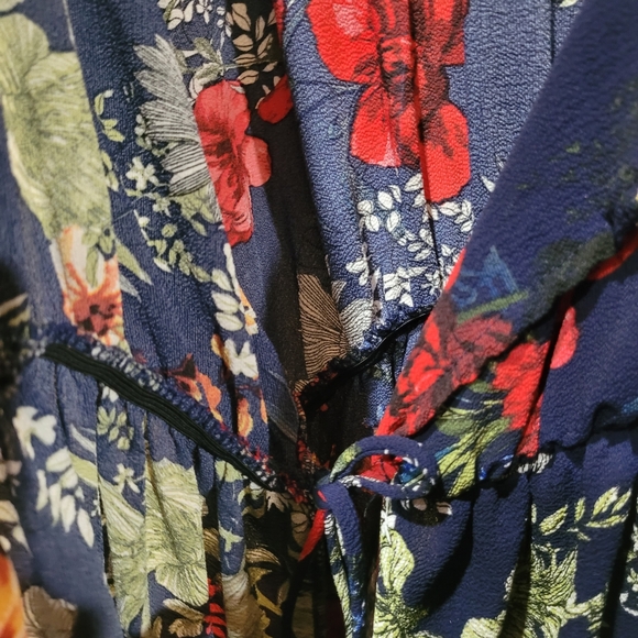Swak Floral Multicolor Tropical Maxi Wrap Dress Womens 3x Ruffle Flowy Sleeve - Picture 5 of 7